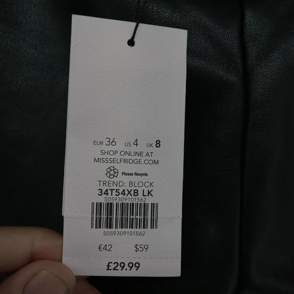 Miss‎ Selfridge Pants Womens 4 Black Faux Leather Petite Skinny Glam NWT - Picture 9 of 11